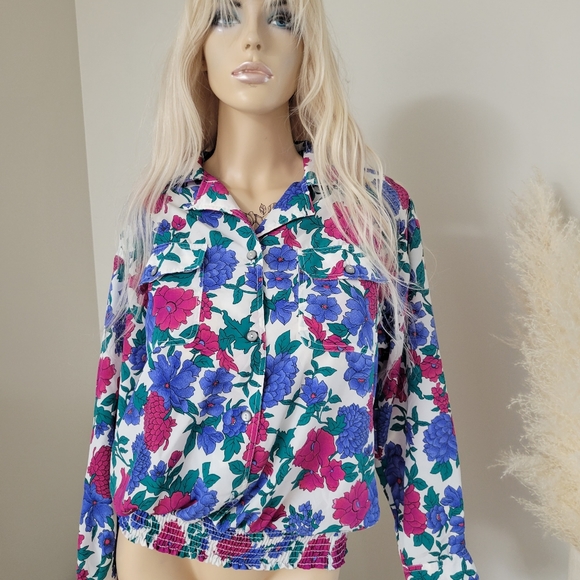 Vintage floral blouse 80s retro - Picture 4 of 7